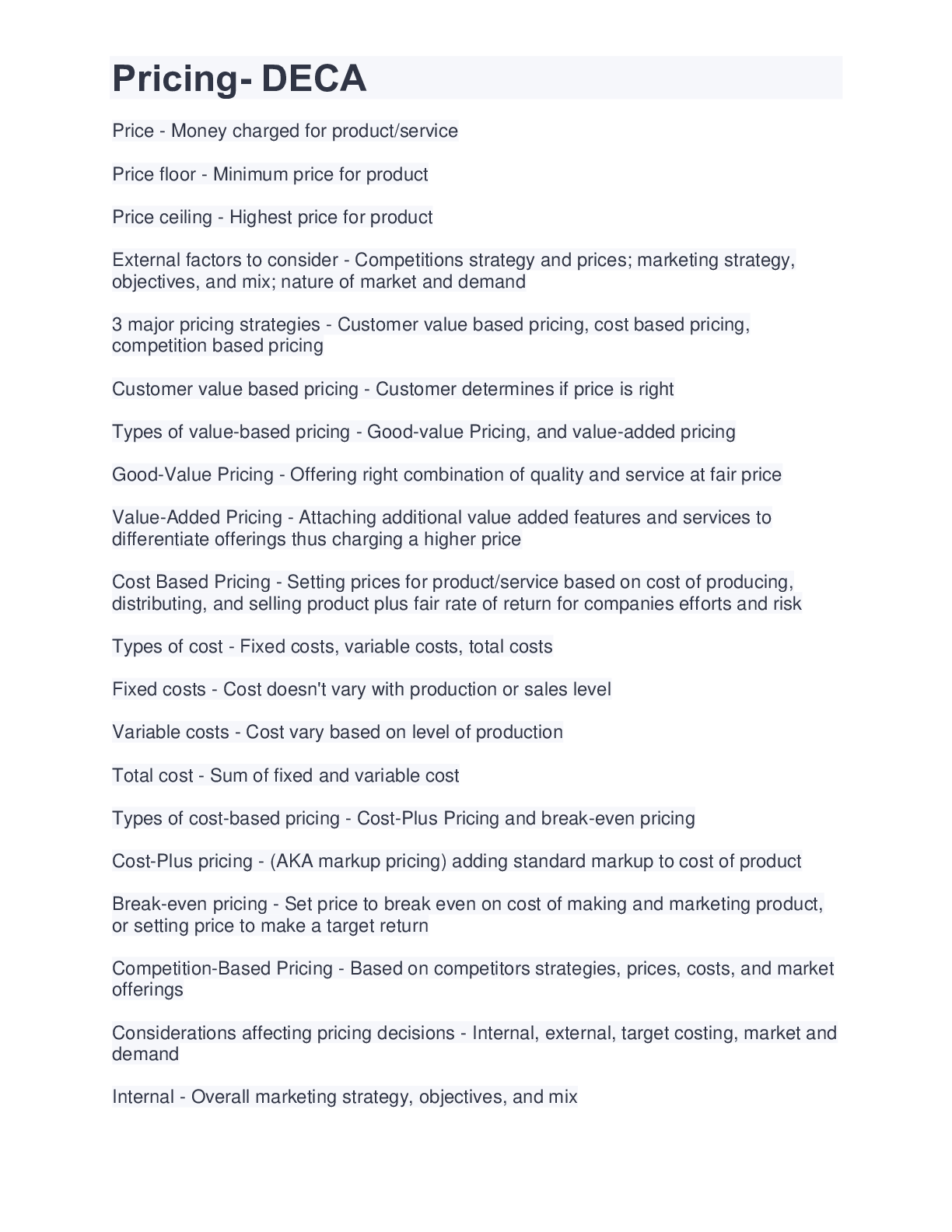 Preview image for Pricing- DECA